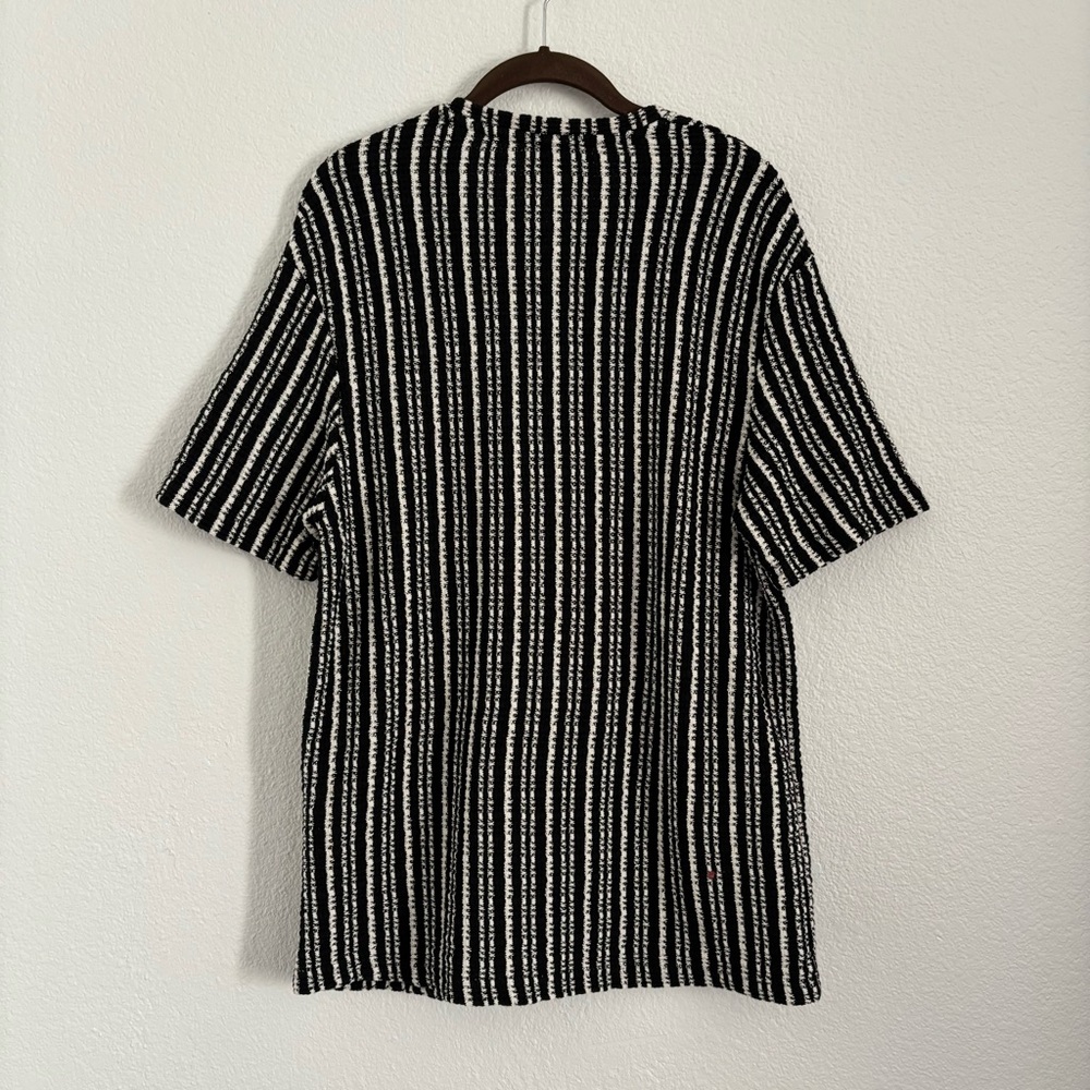 NWOT Zara Men's Size Medium Black/White Knit Crewneck Shirt - Picture 5 of 5